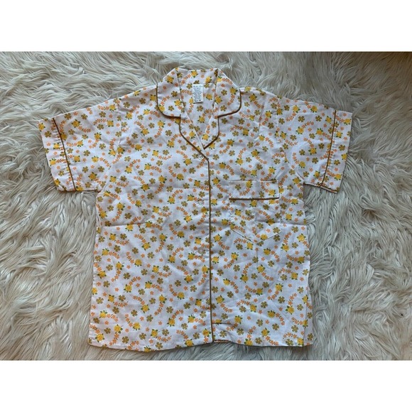 vintage Sheila Anne Floral patten sleep top Button Up retro EUC USA made - Picture 1 of 6